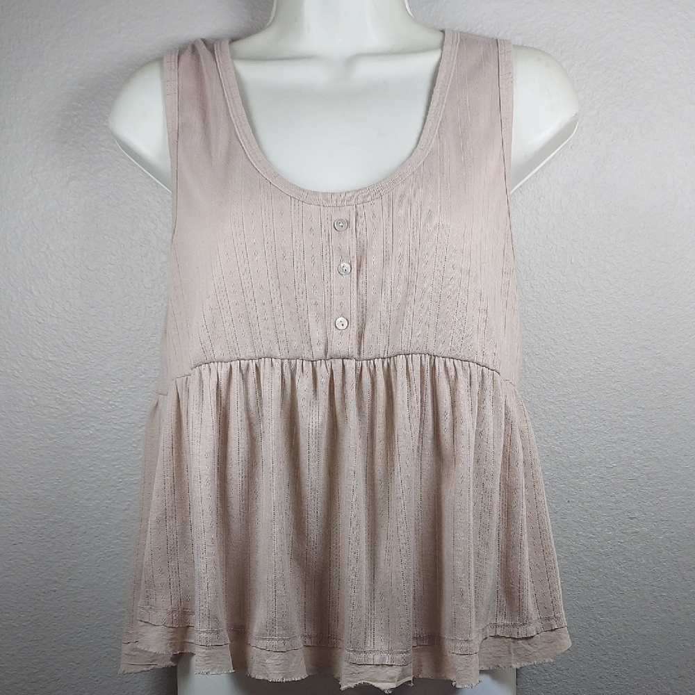 Willow Pink Buttoned Peplum Tank Top
